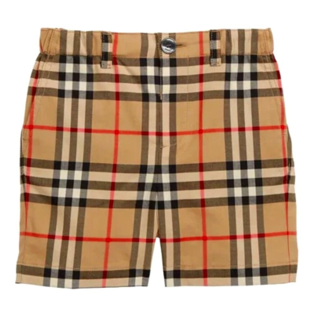 Burberry Boy Sean Plaid Check Print Cotton Shorts Archive Beige Sz 6 Months NWT!